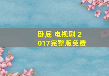 卧底 电视剧 2017完整版免费